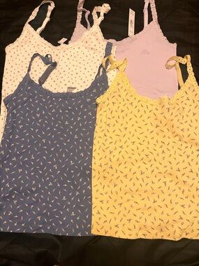 PINK Victoria's Secret Floral Cami Set of 4 - Blue, Yellow, Lilac, white NWT